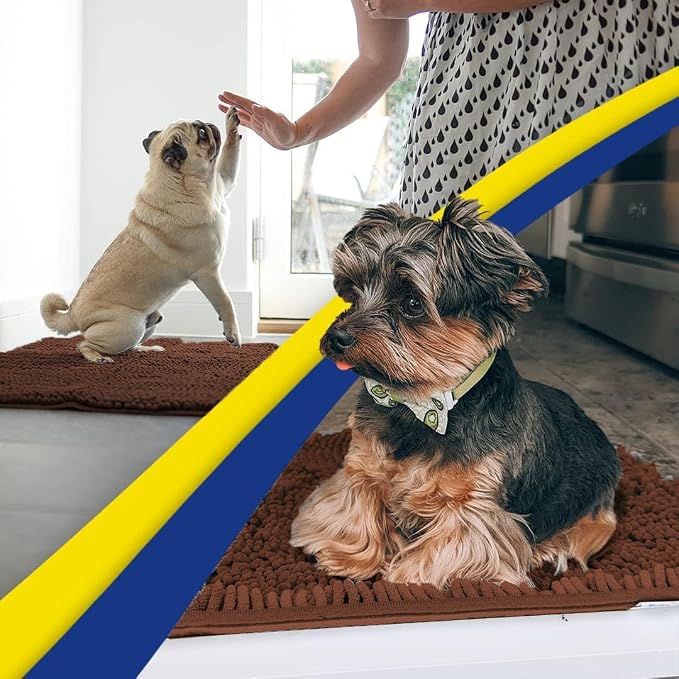 Muddy Mat® | Super Water Absorbent Door Mat Indoor, Microfiber Quick Dry Chenille Entryway Rug, Slip Resistant Front Door Mat, Indoor Mats for Entryway, Machine Washable Pet Rug, Chocolate 20" x 48"
