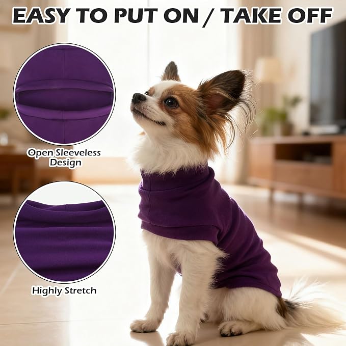 Cat Sweater Warm Fleece Pet Clothes for Cats Only | Soft Cat Vest Puppy Hoodie Coat, Fall Cold Winter Sweatshirt Pullover Clothing also for Small Dogs, Purple L