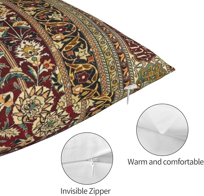 Hereke Turkish Antique Silk Rug Print Pillow Covers Decorative Lumbar Throw Pillowcase 12x20 Inch Couch Cushion Cover for Home Decor Living Room Bedroom College Dorm Bed Car Sofa
