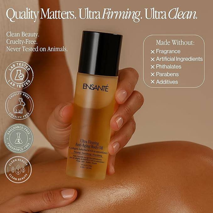ENSANTE Ultra Firming Body Oil with Collagen Peptides for Skin Firming and Tightening, Bio Oil Skincare Oil Anti Cellulite Massage Oil with Bakuchiol Squalane Vitamin E Oil for Scars & Stretch Marks