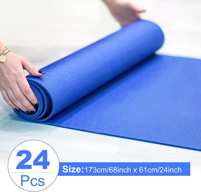 3 mm Thin Yoga Mats Bulk, Lightweight PVC Exercise Mats Non Slip Workout Fitness Pads for Yoga Pilates Stretching Classes Gym Home Studio, Easy to Clean