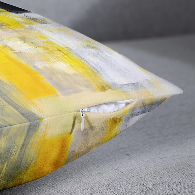 Emvency Throw Pillow Covers Set of 2, 26 x 26 Inch, Abstract Modern Yellow | Painting Black Outdoor Decorative Square Pillow Cases Couch Cushion Case for Couch Bed Sofa Living Room Home Decor