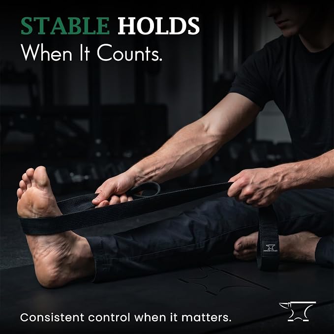 Men’s Yoga Strap – Adjustable Mat Carrier & Stretching Strap for Yoga, Pilates, and Fitness, Black