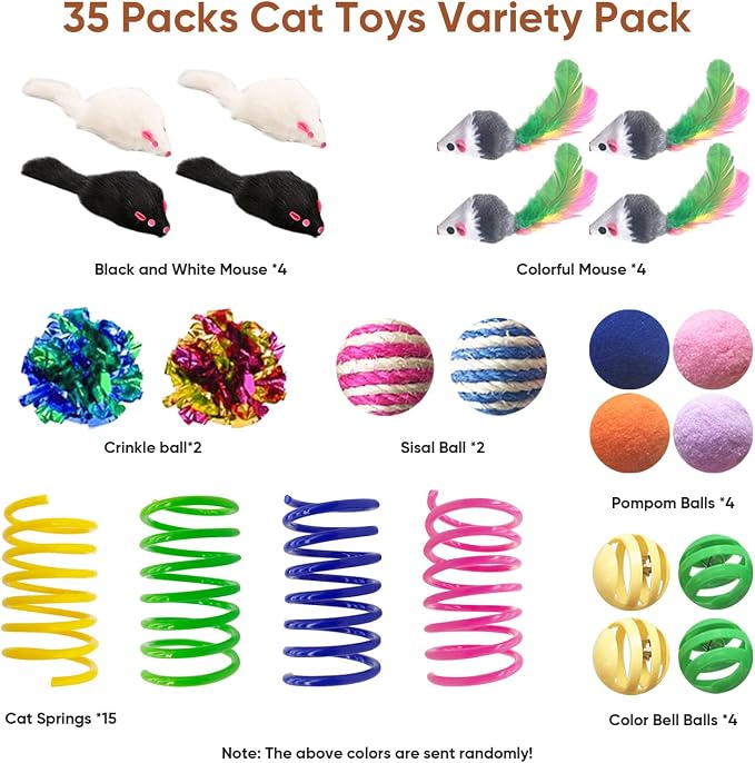 Cat Toys for Indoor Cats, 35 Packs Interactive Cat Toys Set for Kitten