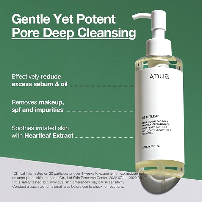 ANUA Acne Care Duo, Ultra-Thin Spot Cover Patch, Heartleaf Pore Control Cleansing Oil, Hydrocolloid Pimple Patch & Makeup Removing Oil Cleanser for Sensitive, Acne-Prone Skin