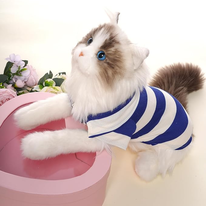 Pistha Dog Shirt Polo Shirt Striped Puppy Clothes for Boy Girl Pets | Dog Shirt Dog Clothes Pet Clothes with Summer Button Up for Small Medium Dogs Cats