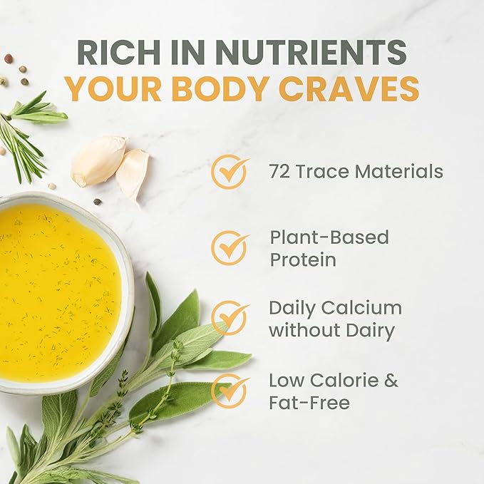 Boon Broth Supports Digestion, Skin & Joint Health-Plant-Based Soup Powder With 72 Trace Minerals for Energy, Balance & Wellness - High-Calcium Vegetable Broth for Sipping, Fasting & Gut Health- 4 Oz