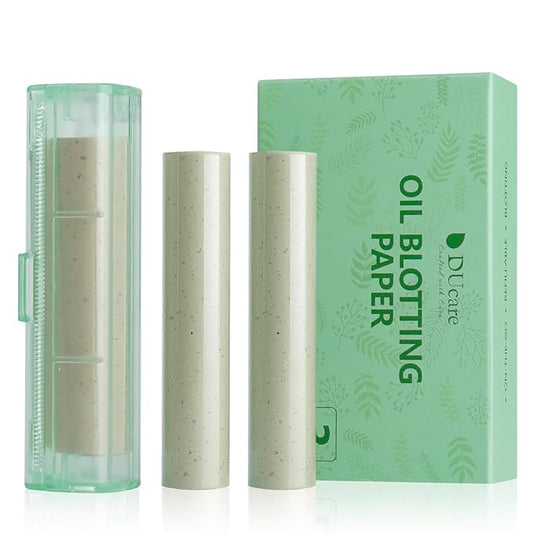 Oil Blotting Sheets for Face, DUcare 3 Roll Green Tea Blotting Paper For Oily Skin, Oil Absorbing Sheets For Face 5M+10M Replacement