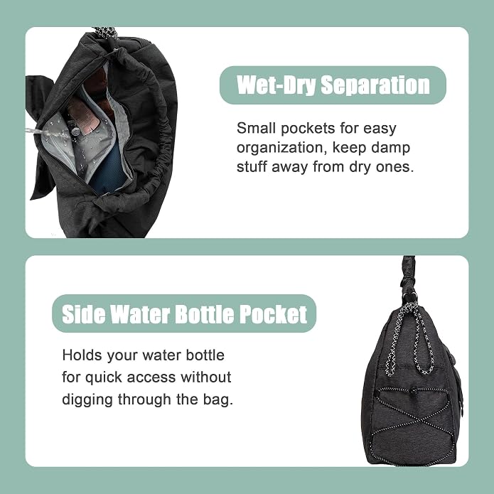 WOLT Gym Bag For Women, Yoga Mat Bag with Shoes Compartment, Wet Pocket and Water Bottle Pocket