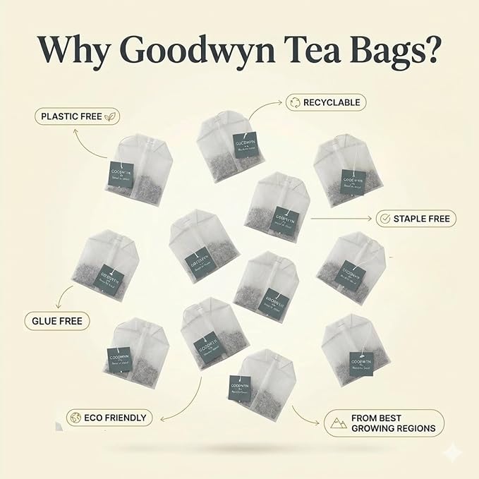 Goodwyn Kashmiri Kahwa Green Tea, 60 Tea Bags | Saffron, Almonds & Spices | Natural Low Caffeine Blend | Plastic Free Bags