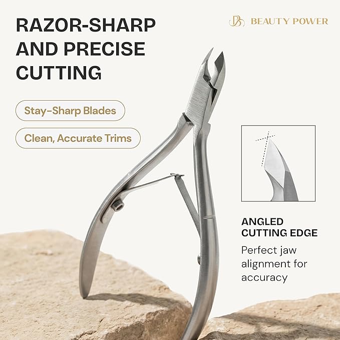 Manicure Pedicure Set 7-in-1 Stainless Steel, Ultra Sharp, Slanted Nail Clipper, Fingernail Clipper, Cuticle Nipper, Glass Nail File, Eyebrow Tweezers, Scissors, Case – Gift (Matte Gray)