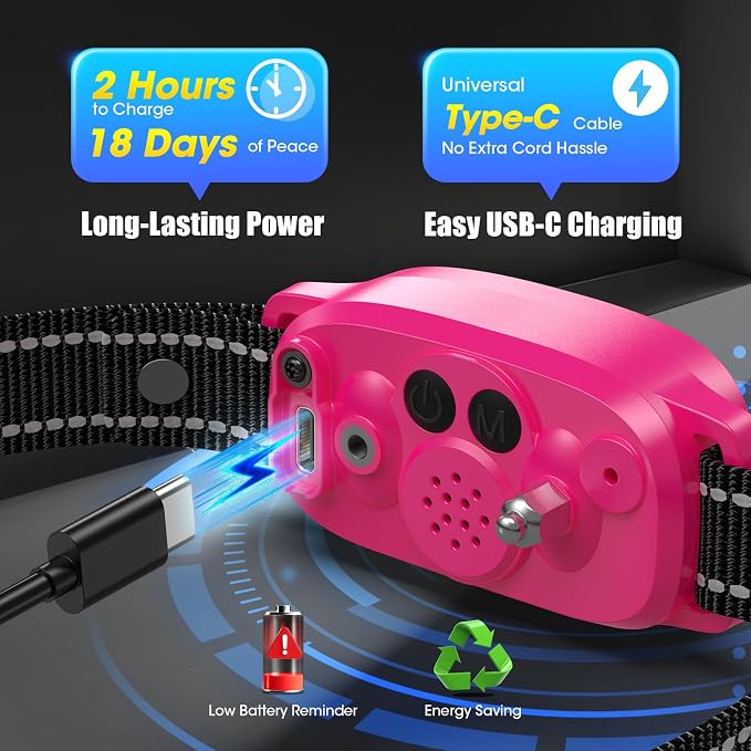 Bark Collar for Small Medium Large Dogs with 5 Training Modes,HotPink | AI Bark Recognition, Effective Anti Barking Device with 5 Sensitivity Levels, Rechargeable IP67 Waterproof Anti Bark Collar