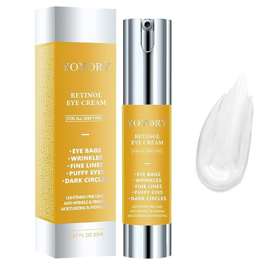 Retinol Under Eye Cream - Anti Aging Eye Cream for Dark Circles and Puffiness, Eye Bags, Wrinkles Fine Lines Skin Care Treatment Firming & Lifts for Man and Women - Gold 20ml