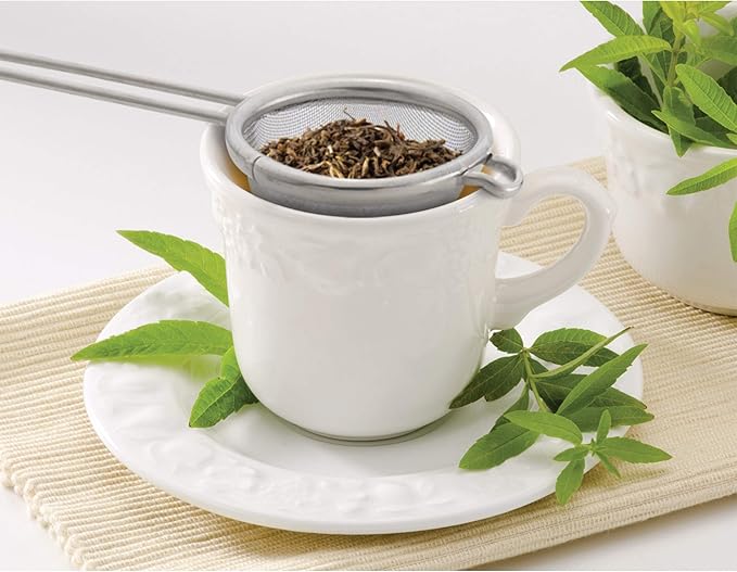 HIC Kitchen Fine Mesh Tea Strainer With Helper Handle, 18/8 Stainless Steel, 2.75-Inch, For Sifting, Straining, And Brewing Tea, Coffee, Or Cocktails, Set of 2