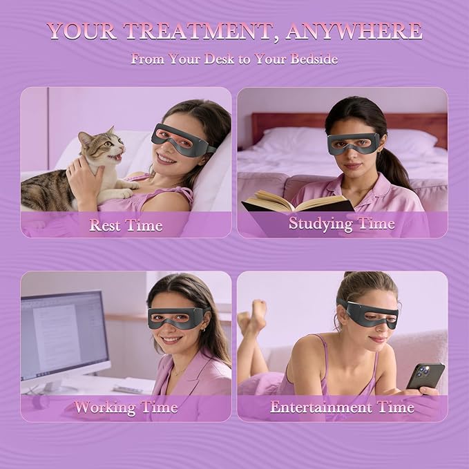 Red Light Therapy Eye Mask, Red Light Therapy for Eyes with 3-Minute Treatment, Under Eye Mask for Dark Circles, Eye Bags, Fine Lines & Wrinkles, Rejuvenating Eye Massager (Black)