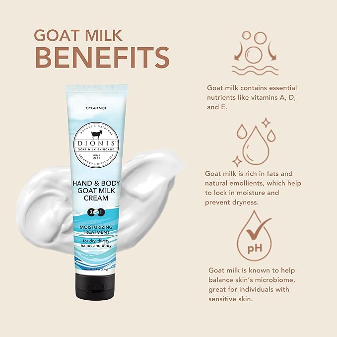 Dionis Goat Milk Hand & Body Cream Ocean Mist 3.3oz (Pack of 1)