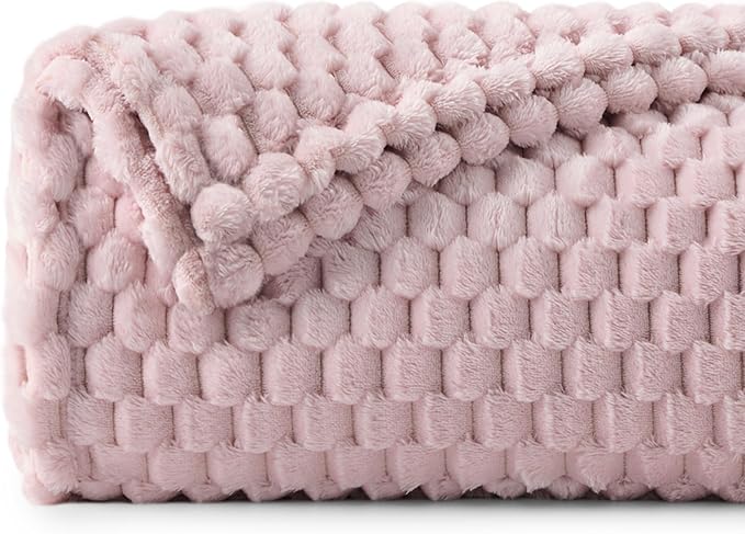 BEDELITE Lotus Pink Throw Blanket for Couch, Soft Gifts for Women, 50 * 60 | 3D Jacquard Decorative Fleece Blanket, Super Soft Plush Throws, Cute Birthday Gift for Women & Men, Suitable for All Seasons