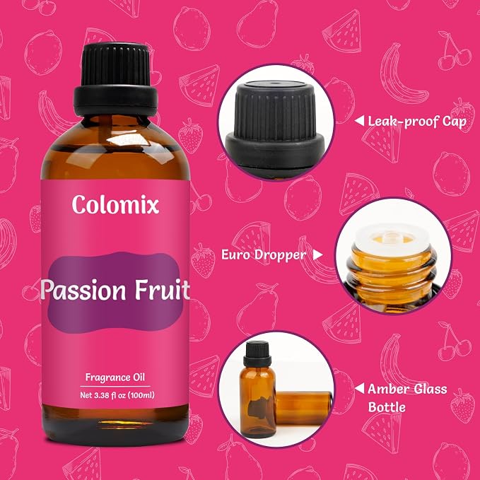 Premium 100ml Passion Fruit Fragrance Oil, Essential Oils for Diffusers for Home, Scented Oil for Candle Making, Soap Supplies, Long-Lasting Scent Gift