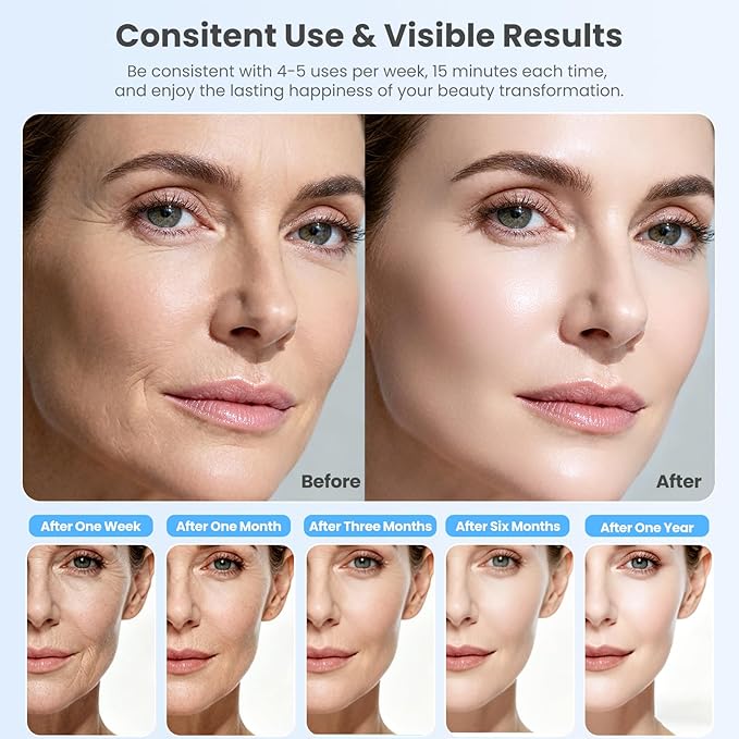 7-in-1 LED Neck Beauty Device, Facial Sculpting Tool of Face Lifting Device with Adjustable Vibration and Thermals for Wrinkles Neck and Face Massager for Home Use