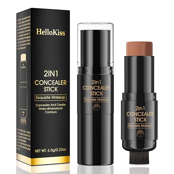 2 In 1 Cream Contour Stick Makeup with Built-In Brush, Makeup Concealer Stick for Women, Long Lasting, Waterproof, Matte (#05)