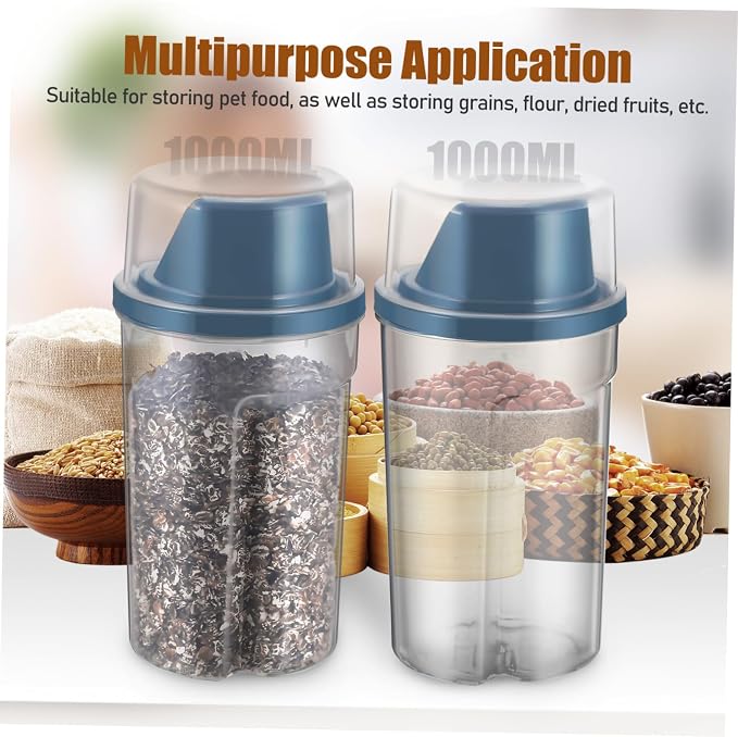 2Pcs Airtight Pet Food Storage Containers Clear Dog Food Bin with Tilted Spout No Spill Design for Cats and Dogs