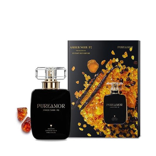 PUREAMOR Pheromone Perfume for Women, Amber Noir Extrait de Parfum Spray – Bold Gourmand Scent with Roasted Coffee, Amber & Vanilla, Long Lasting Fragrance, 1.0 oz / 30 ml