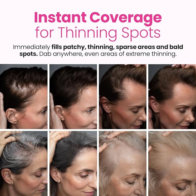 Prime Prometics Instant Coverage Hairline Powder for Mature Women – Covers Grays, Roots & Thinning Areas – Water & Sweat-Resistant – Natural, Fuller-Looking Hairline (White)