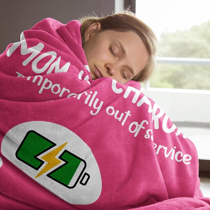 Craftique Mom Birthday Gifts, Funny Gifts for Mom- Mom's Charging Blanket | Mom Gifts for Women from Daughter Son Husband, Super Soft Blanket Throw for Napping Travel, 60”×50”