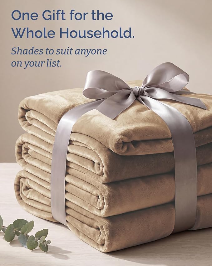 Ultra Soft Fleece Blanket Oversized King Size - Flannel Fleece Luxury Blanket - Lightweight for Couch Bed Chair - Thick, Warm and Breathable - All Season Cozy, Oxford Tan