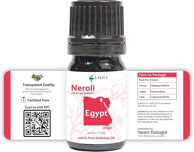 Neroli Essential Oil - Direct from Egyptian Nile Delta Farms - Steam Distilled - Aceite Azahar for Aromatherapy, Massage, Diffuser, DIY Candle and Soap Making - 15ml