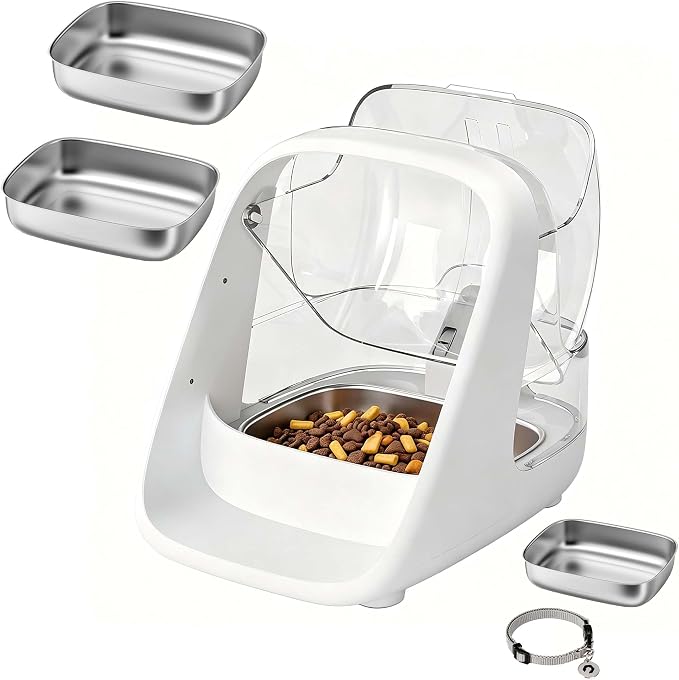 Microchip Automatic Cat Feeder for Multi-Cat Homes | Includes 2 Extra Stainless Steel Bowls • RFID & 15-Digit ISO FDX-B Compatible • Rechargeable USB-C • Helps Stop Food Stealing