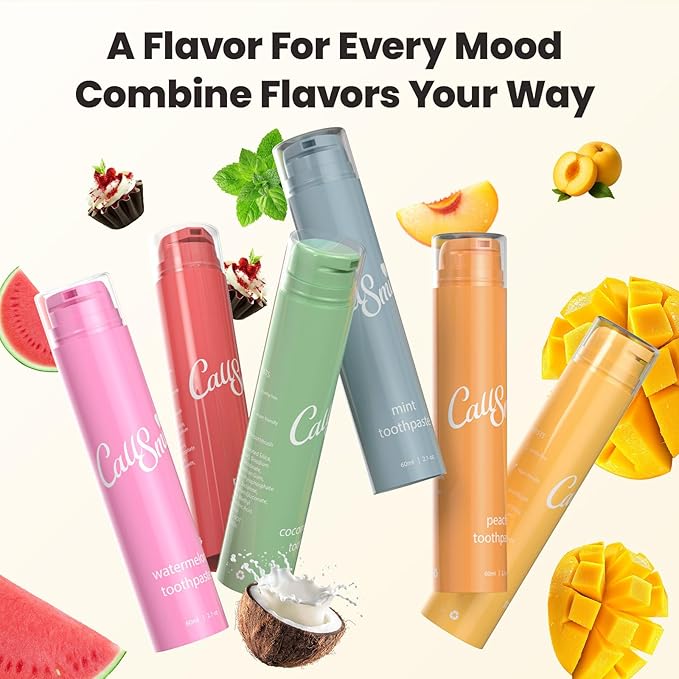 CALLSMILE Fluoride-Free Toothpaste, Easy-Press Pump, 60g - Fruity Flavors, No SLS, Non-Toxic, No Sweeteners, for Adults & Kids, Gentle for Sensitive Teeth, Mango-Flavored, ValentGine's Day Gifts