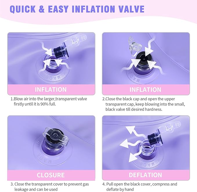 Inflatable Shampoo Basin - Portable Shampoo Bowl, Hair Washing Basin for Bedridden, Disabled,Injured, Hair Wash Tub for Dreadlocks and at Home Sink Washing (Light purple)