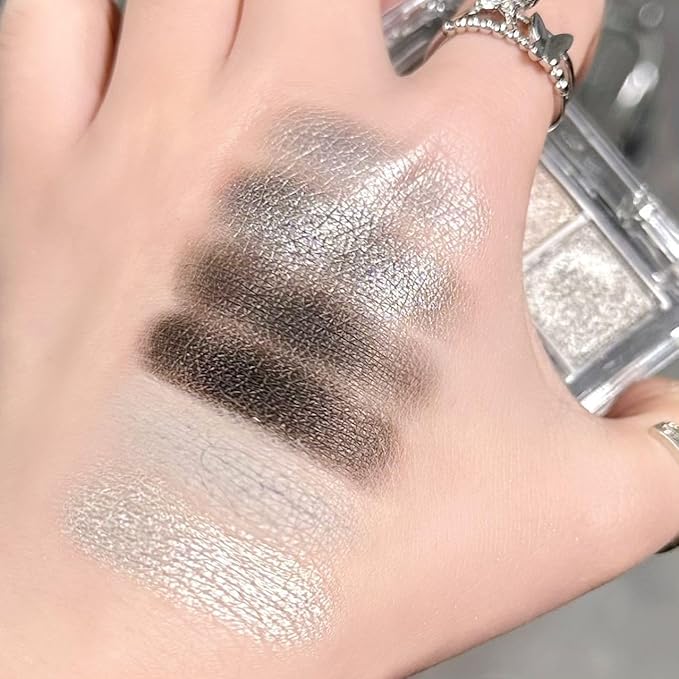 URQT Smoky Silver Eclipse Eyeshadow Palette – 9 Silver, Gray & Black Shades with Matte & Metallic Finishes, High Pigment Blendable Formula for Smoky Eye Looks