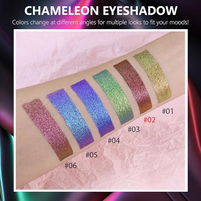 evpct Purple Gold Red Duochrome Chameleon Liquid Eyeshadow, Multichrome Metallic Glitter Liquid Eye Shadow Makeup for Women, Waterproof Color Shifting High Pigment Holographic Iridescent Eyeshadow