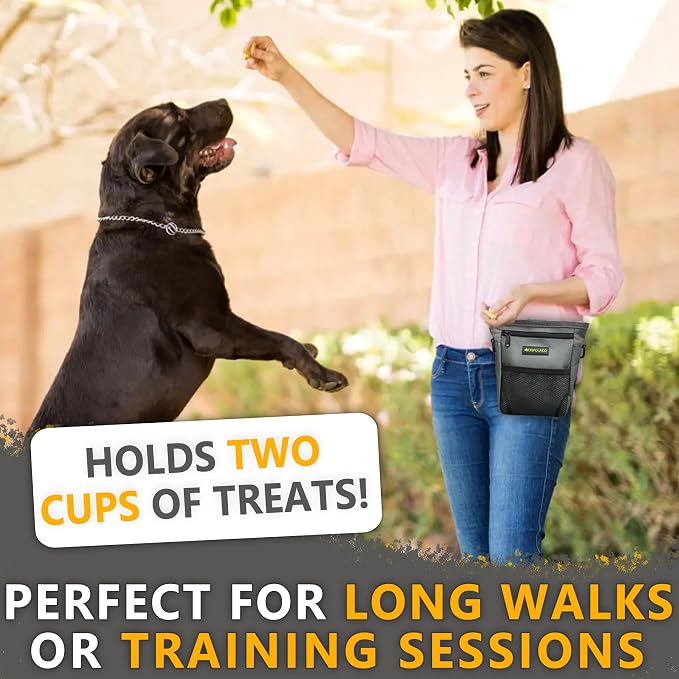 Magnetic Dog Training Treat Pouch, Built-In Poop Bag Dispenser