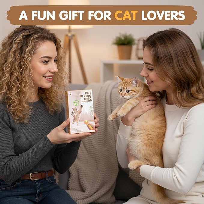 Cat Fetch Toy, Flying Disc Launcher with 6 Flying Discs