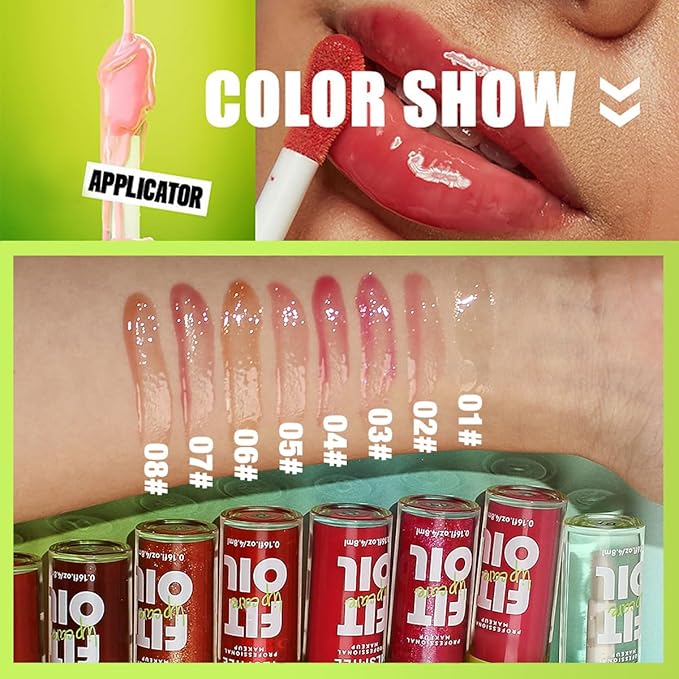 Hydrating Lip Oil, Big Brush Head Lip Glaze Shiny Transparent Lip Glow Oil, Nourishing & Non-sticky Long Lasting Fresh Clear Smooth Lip Care Plumping Lip Oil (# 06)