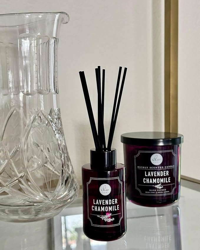 DW Home Lavender Chamomile Scented Candle for Home, 12 oz Crackling Wood Wick Jar Candle, Long Burning Luxury Scented Candle for Relaxation, Gifting, Home Decor