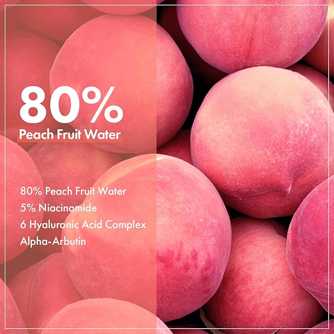 TOSOWOONG Peach 80 Niacin Serum, 5% Niacinamide, Alpha-Arbutin, Vitamin B12, Glass Skin, Hydrating Face Serum for Dark Spots, Pore Minimizer, Uneven Tone, Dullness, Korean Skincare, 33ml/1.11 fl. oz.