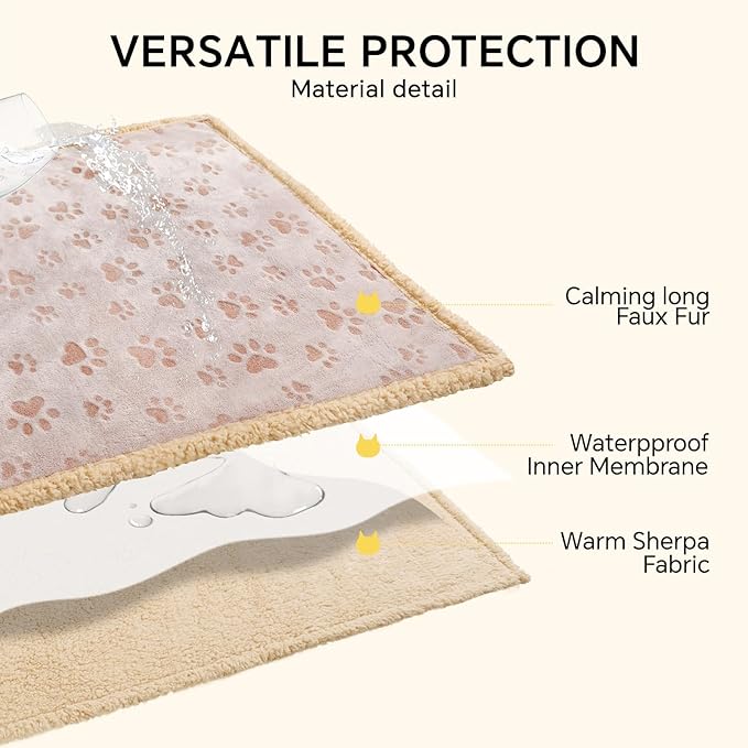 Luciphia Waterproof Pet Blankets Whith Paw Print for Couch Sofa Bed Cover, Liquid Pee Proof Soft Fluffy Dog Blanket Washable, Reversible Furniture Protection Puppy Cat, Khaki, X-Large（85" x 57"） | Soft Print Pet Blanket Washable Pee Proof, Furniture Pr...