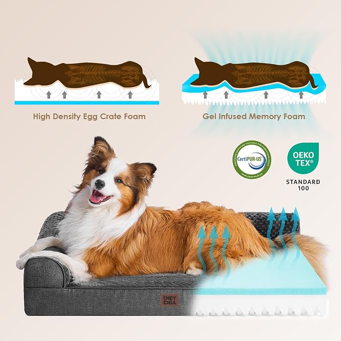 EHEYCIGA Extra Large Dog Bed Othorpedic, Memory Foam XL Dog Bed with Washable Removable Cover, Waterproof Pet Sofa Couch XLarge Size Dogs with Nonskid Bottom, 44x32x6.5, Dark Grey | Washable Removable Cover, Waterproof Flat Pet Sofa Couch with Nonskid ...