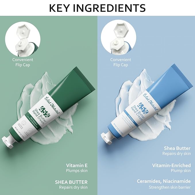 Shea Butter Hand Cream, Hand Moisturizer with 45% Shea Butter, Ceramides and Vitamin E, Hydrating Deep Moisturizing Cream, Hand Lotion for Dry Hands (Pack of 2)