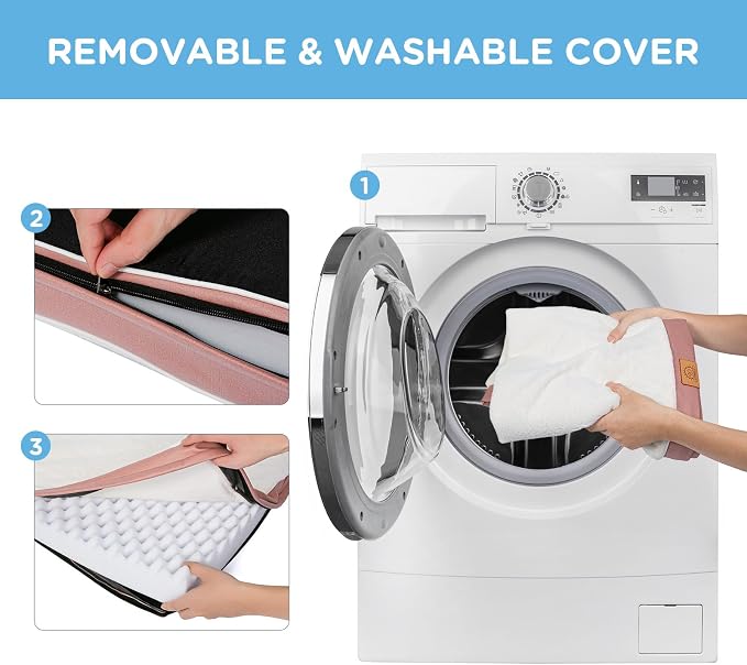 Sunheir Extra Large Orthopedic Dog Bed, XXL Waterproof Dog Crate Bed, Pink | Removable Machine Washable Cover, Egg Crate Foam Support, Easy-Clean, Anti-Slip Bottom, Soft Pet Bed Mat for Crate, 44x32in