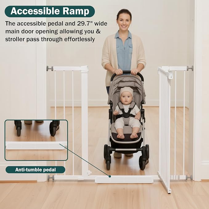 Mumeasy 36" Extra Tall Dog Gate, 29.7-46" Baby Gate for Stairs & Doorways