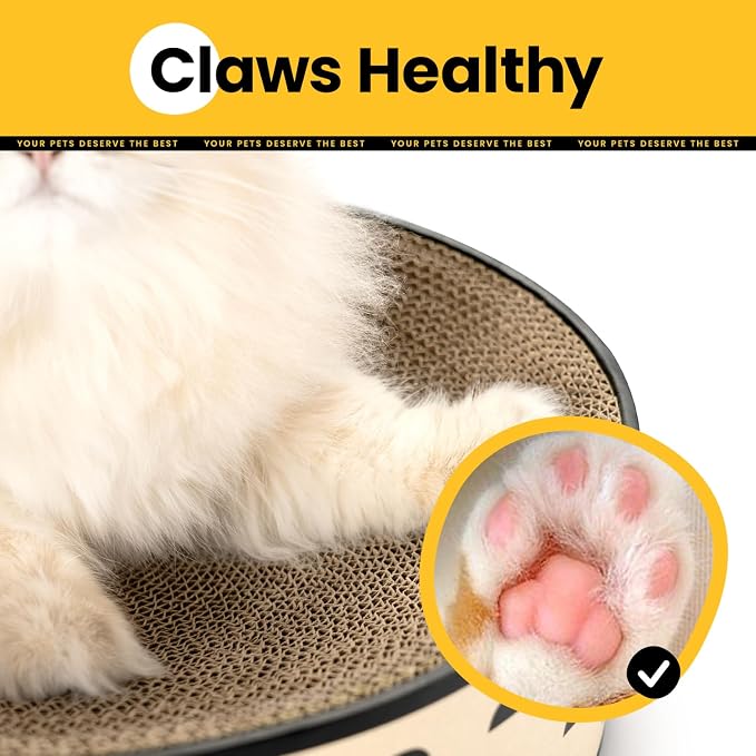 Conlun Oval Cat Scratcher Bed | Scratching Bowl Lounge for Kittens | Medium | Corrugated Cardboard Pad | Concave Shape | No Mess Enclosed Base | Serves as Couch Furniture Protector