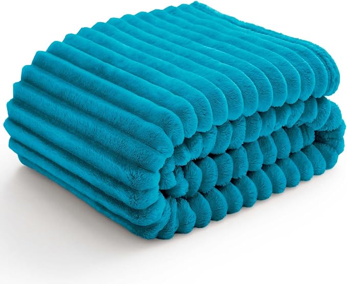 BEDELITE Ribbed Twin Blanket for Couch & Bed, Teal, 60"x80" | Ultra-Soft Plush Fleece, Cozy, Warm Yet Lightweight, Ribbed Texture, Home Decor, Machine Washable, Giftable, All-Season Use