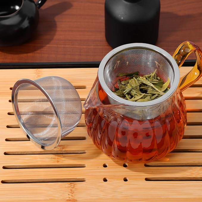 HOMSFOU 4 Pcs Tea Infuser, Stainless Steel Tea Filter, Extra Fine Mesh Loose Leaf Strainer, Large Heat Proof Reusable Teapot for Teapots, Mugs, Cups