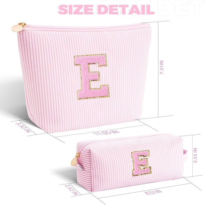 Birthday Gifts for Her Friend Daughter Sister Teacher Wife | Room Essentials for Teen Girls | Personalized Makeup Bag for Women - Monogram Cosmetic Bag Travel Bag - Pink,E