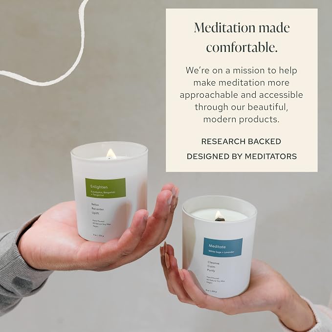 Mindful Modern Natural Balance Candle | Balsam Fir & Palo Santo Scented | Aromatherapy for Stress Relief, Meditation, Yoga, Chakra Healing, Prayer | Elegant Home Fragrance | Soy Wax | 8oz Glass Jar